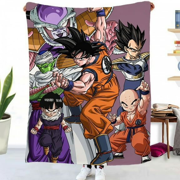 Dragon Ball Pattern Anime Blanket Soft Flannel Fleece Bed Blanket for Bed Sofa Office Picnic Travel Lightweight Bed Blanket
