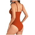 thumbnail image 6 of Arnsht Women's Backless Tummy Control Swimsuits Mesh Solid Color Soft Comfortable One Piece Bathing Suits Slimming V Neck Swimwear Red L, 6 of 6