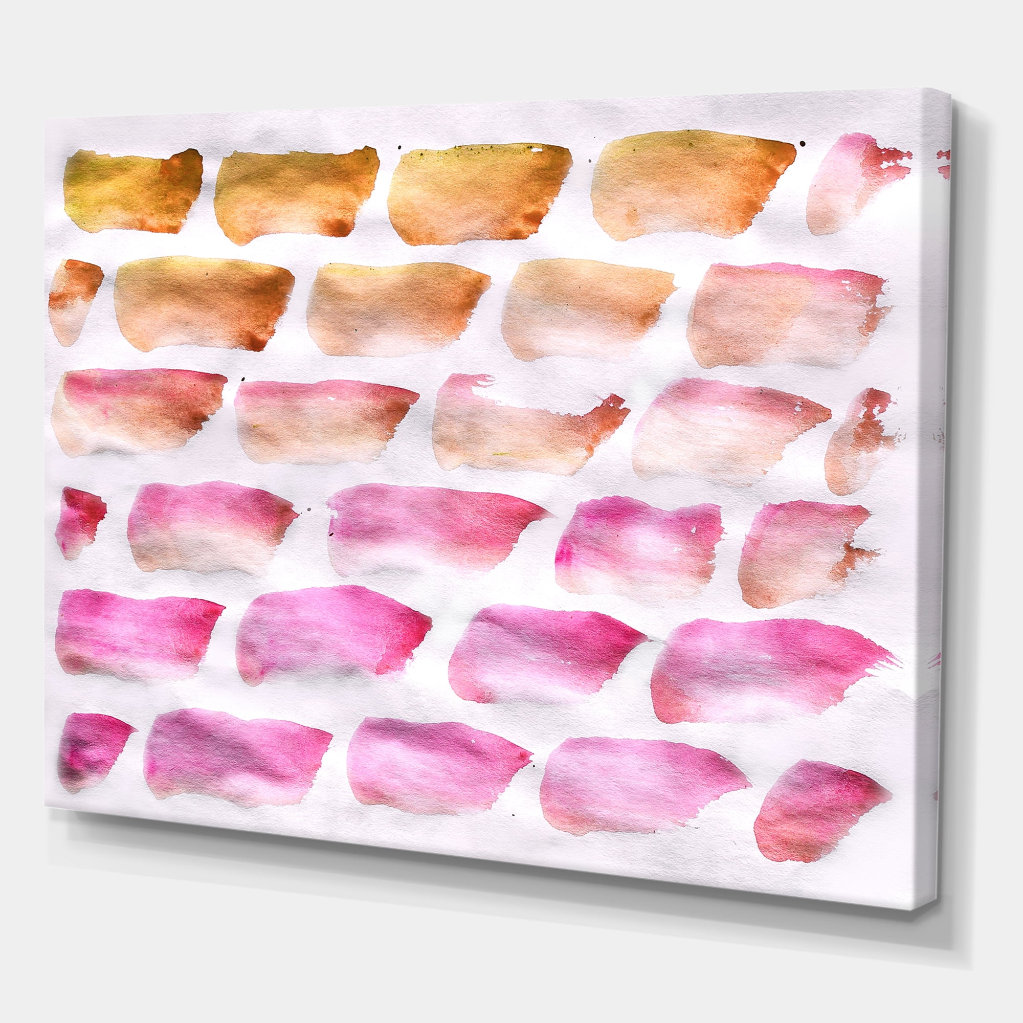 Designart ' Dark Yellow and Pink Abstracts Brushes ' Modern Canvas Wall Art Print