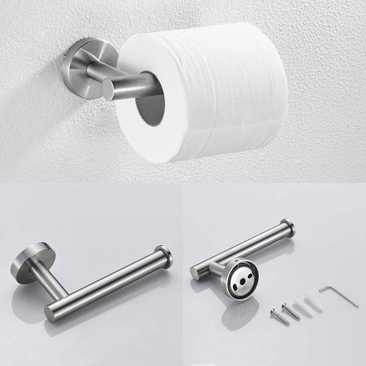 Brushed Nickel Bathroom Hardware Set - 304 Stainless Steel Wall-Mounted Towel Bar, Toilet Paper Holder & Hook, Anti-Rust Organizer for Bathrooms