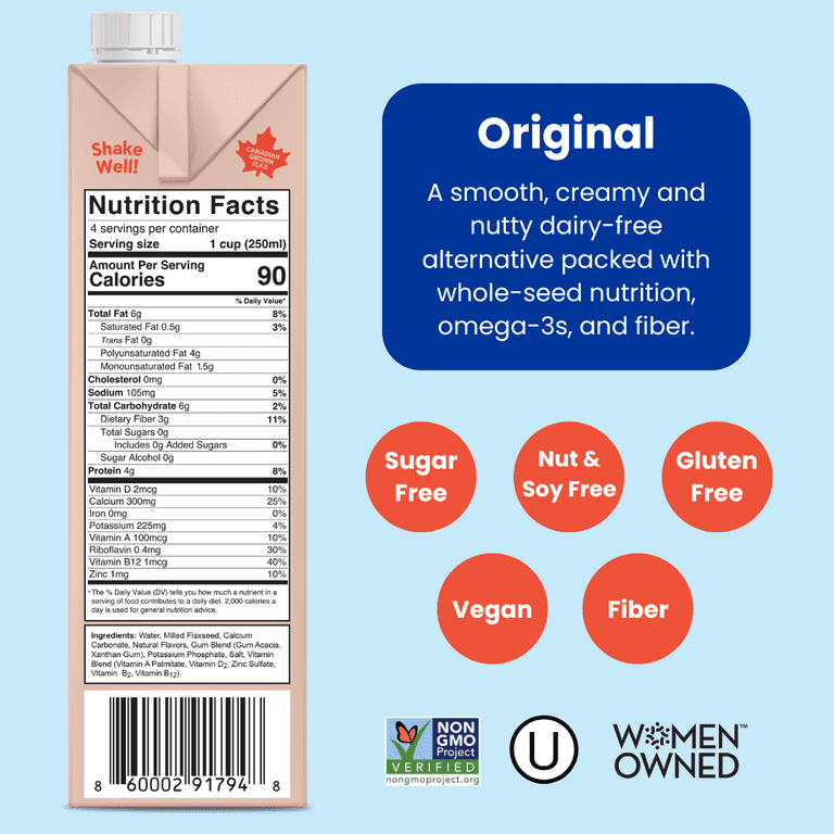 MANITOBA MILLING CO Unsweetened Flax Milk, Original, Plant-Based