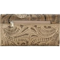 thumbnail image 3 of american west 8952282 annies secret collection ladies tri-fold wallet, sand, distressed charcoal brown & light blue, 3 of 4