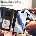 thumbnail image 6 of Wallet Leather Case For iPhone 17e / iPhone 16e 6.1",with Card Holder,wristband, Shockproof Kickstand Embossed Love Cat Phone Case,Black,For iPhone 17e / 16e, 6 of 8