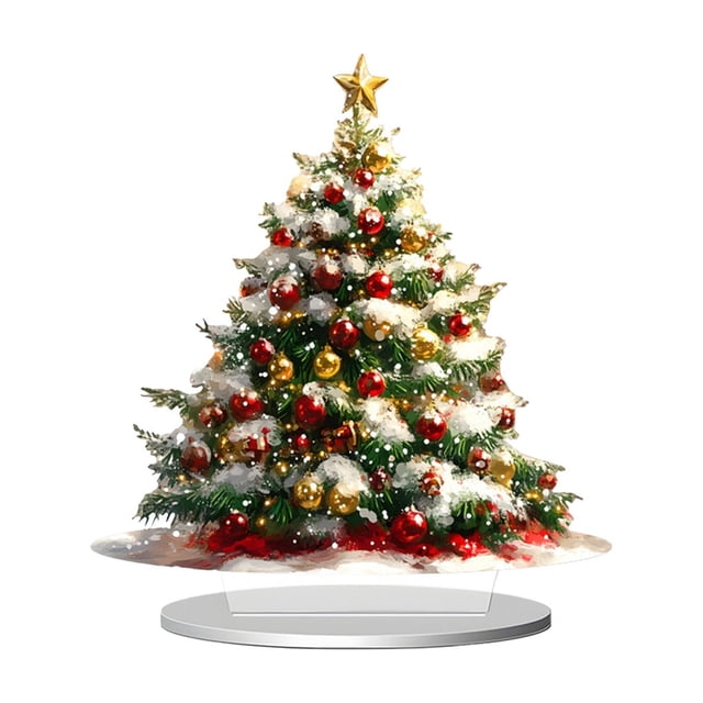 A Christmas Tree And Carousel Printed Acrylic Standee Model A For Desktop Decor Size As Shown Acrylic Material