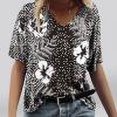 thumbnail image 1 of Mode Femmes Impression Casual V-Cou Manches Courtes T-shirt Tops Floral Print Femmes Tops Femmes Manches Courtes Tops Femmes Tops, 1 of 4