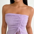 thumbnail image 5 of Womens Sexy Strapless Tube Top & Ruched Drawstring Mini Skirt 2 Piece Outfit Cutout Bodycon Club Party Nightout Summer Set, 5 of 6