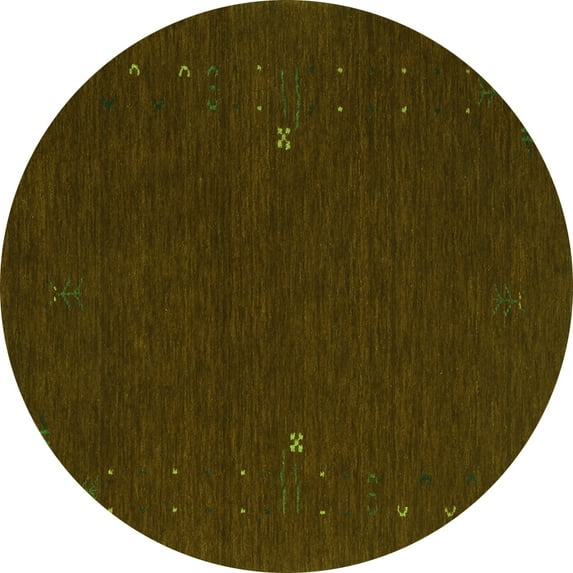 Ahgly Company Indoor Round Abstract Green Contemporary Area Rugs, 6' Round