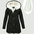thumbnail image 5 of Women's Black Warm Zip-up Hooded Jacket Detachable Collar, 5 of 6
