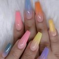 thumbnail image 4 of Uñas postizas largas, Color degradado de arcoíris, bailarina acrílica brillante, uñas postizas para mujeres y niñas, 4 of 4