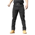thumbnail image 4 of Muscularfit Active Fit Pants for Men Cargo Trousers Cargo Stretch Outdoor Hiking Low Rise Slim-Leg Black Mens Casual Pants Size L, 4 of 5