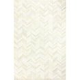 thumbnail image 1 of Bashian H112-WH-4X6-H18 Santa Fe Collection Chevron Contemporary Leather Hand Stitched Area Rug, White - 4 x 6 ft., 1 of 10