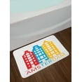 thumbnail image 2 of Amsterdam Bath Mat, Amsterdam Wording with Long Symbolic Building, Plush Bathroom Decor Mat with Non Slip Backing, 29.5" X 17.5", White Multicolor, by Ambesonne, 2 of 2