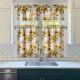 thumbnail image 3 of Bohemian Farmhouse Curtains 36 Inch Short - 3 Panel Vintage Floral Set with Wildflowers & Sunshine, Rod Pocket Window Treatment, 3 of 6