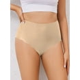 thumbnail image 5 of Women No Show High Waisted Panties Tagless Wave Edge Full Coverage Ladies Briefs Khaki M, 5 of 8
