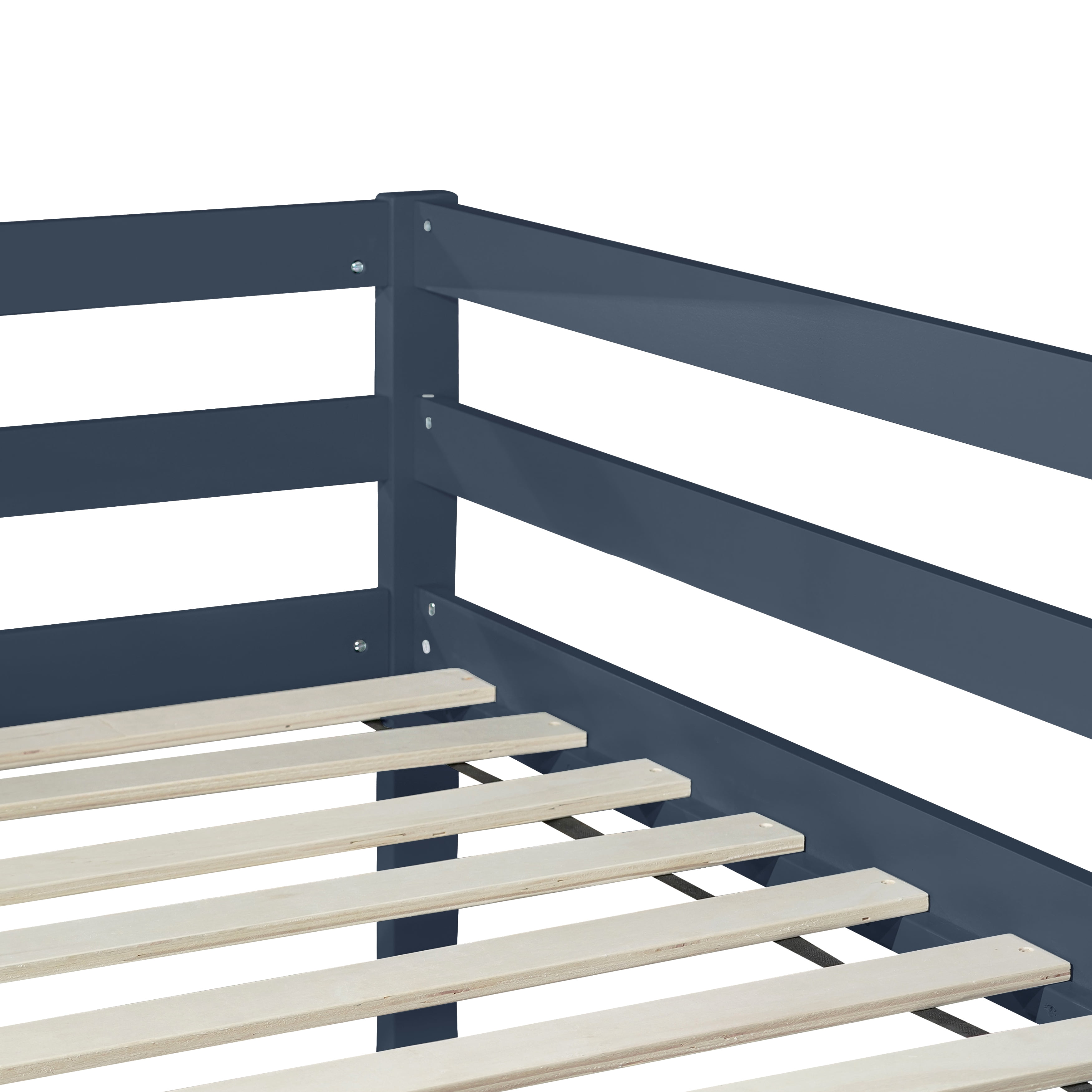 Miniyam Wood Twin Size Loft Bed for Kids, Space-Saving Design, Blue