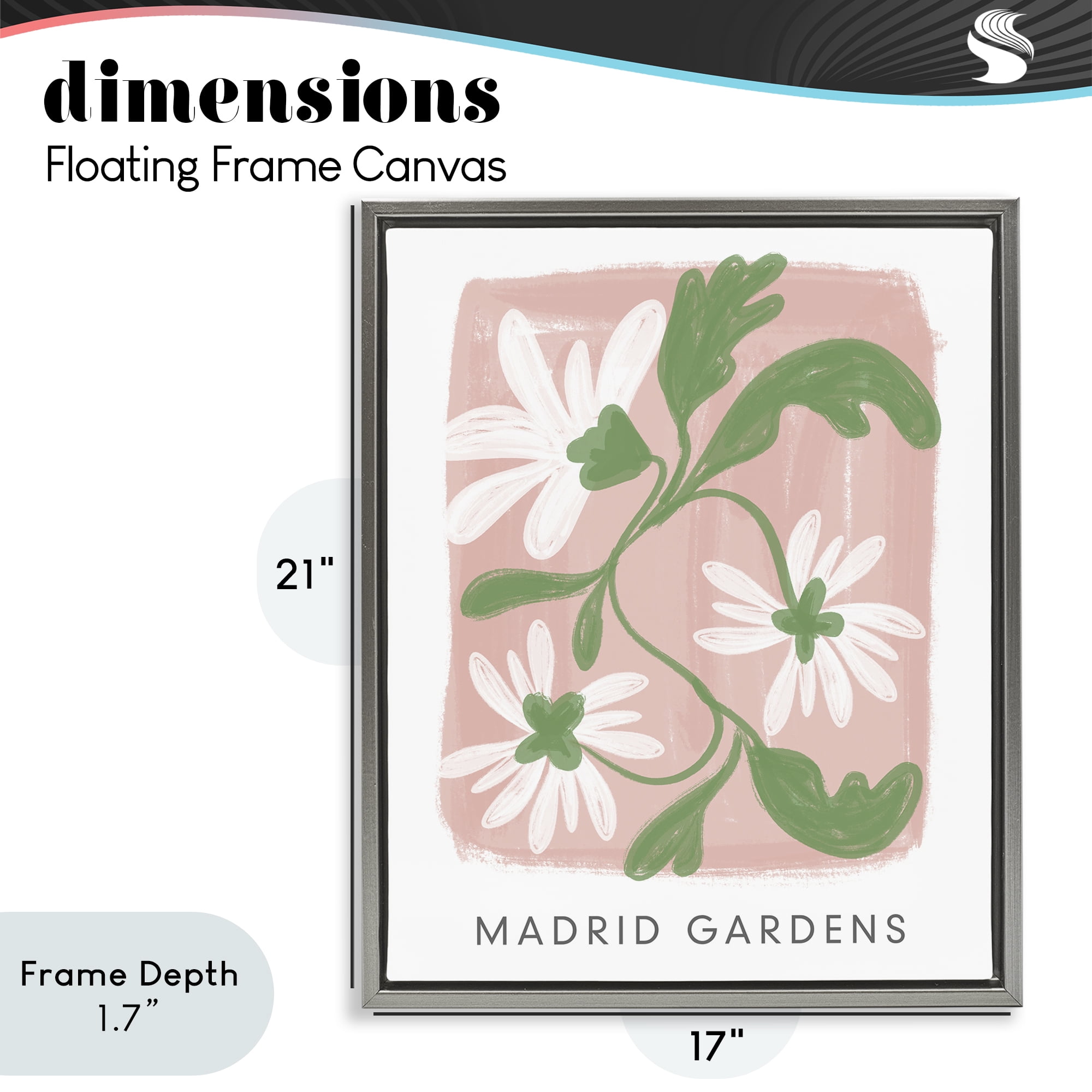 Stupell Industries Madrid Gardens Pastel Blooms Gray Framed Floater Canvas Wall Art, design by Lucille Price