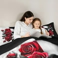 thumbnail image 6 of Feelyou Gothic Skull Teens Bedding Comforter Set, Valentine's Day Rose Twin Comforter Sets, Black Red Flower Reversible Bedding Set, Microfiber Bedroom Decor, 2-Piece, 6 of 9