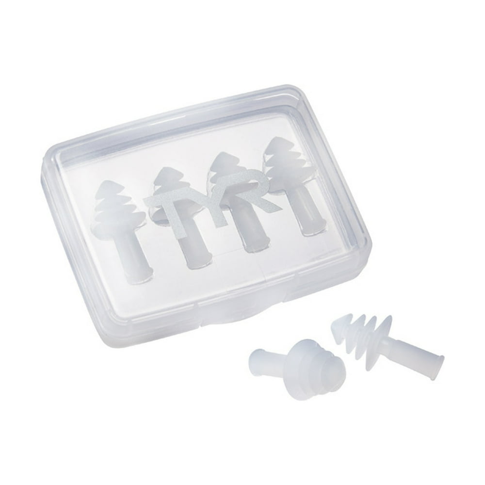 TYR Ergo Flex Ear Plugs 4 Pack (2 Pairs), Clear