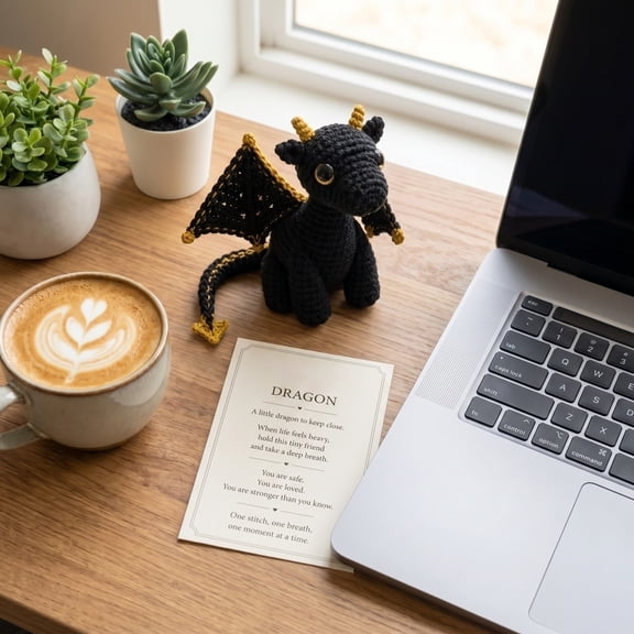 Knisume Plush Dragon Stuffed Animals Pocket Toy with Card - Soft Travel Companion Plush, Portable Plush for Comfort, Gift for All,A