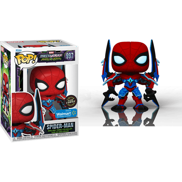 Funko POP! Marvel Mech Strike Monster Hunters CHASE Spider-Man #997 [Glows  in the Dark] Exclusive 