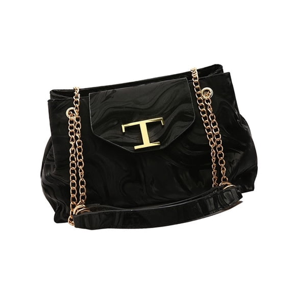 Large Capacity Shoulder Bag with Elegant Adjustable Chain Strap PU Metal Decors Crossbody Bag Purse for Women