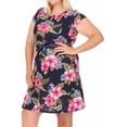 thumbnail image 2 of Women's Plus Size Floral Flared A Line Swing Dresses Short Sleeve Belted, 2 of 6