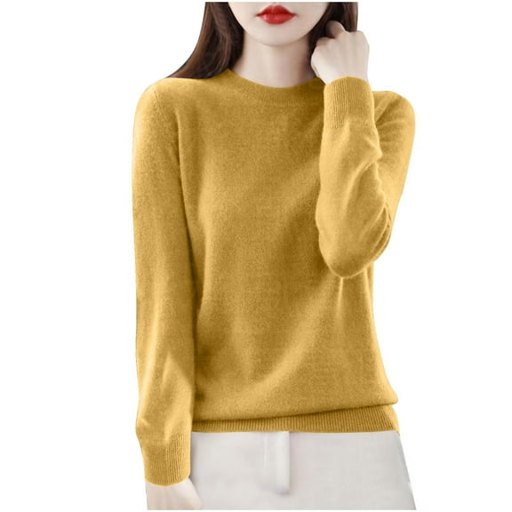 Timegard Fall Tops for Women Knit Comfy Long Sleeve Pullover Tops Casual Crewneck Sweater Solid Color