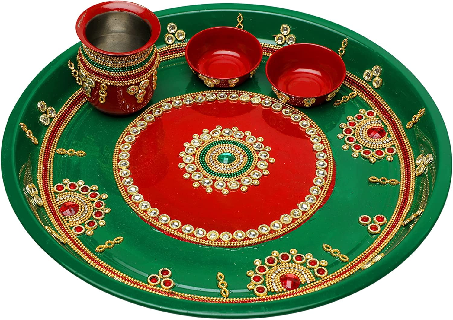 Thali with Kalash Plate Platter Decorative Steel Puja Thali with ...