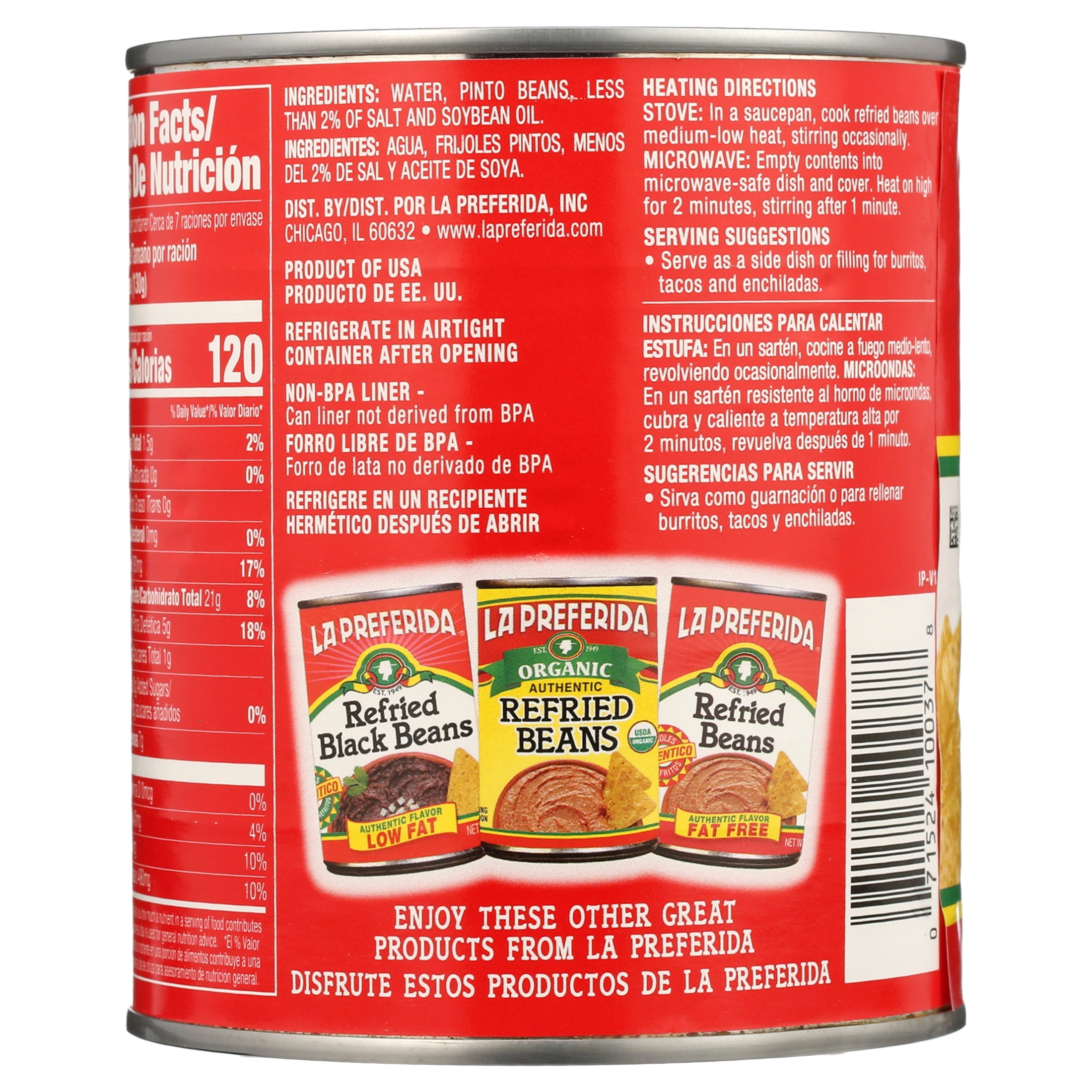 (4 pack) La Preferida Vegetarian Refried Beans, 30 Oz