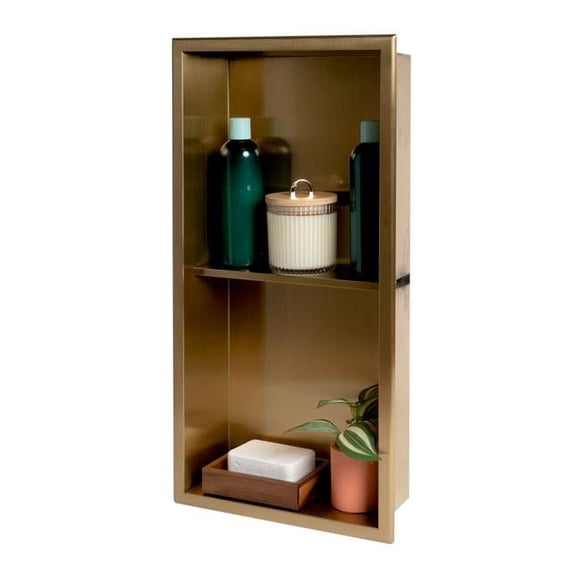 ALFI Brand ABNP1224-BG 12 x 24 Po PVD en Acier Inoxydable Brossé Doré Vertical à Double Tablette pour Douche