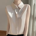 thumbnail image 3 of Womens Sleeveless Button Down Shirt Classic Collared Blouse Basic Tank Tops Work Office Chiffon Tops Solid Tees, 3 of 3