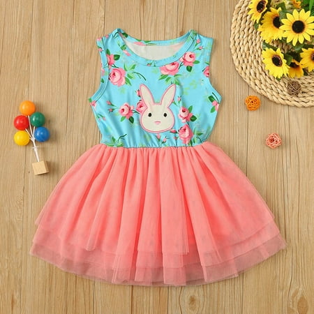 

Cathalem Baby Overall Dress Patchwork Bunny Girls Baby Kids Princess Bow Tulle Dresses Toddler Rabbit Baby Girl Dresses 3 Months Pink 1-2 Years