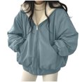 thumbnail image 3 of LYXSSBYX Zipper Hoodies for Women Fashion Women Zipper Pocket Coat Long Jacket Winter Long Sleeve Down Cotton, 3 of 8