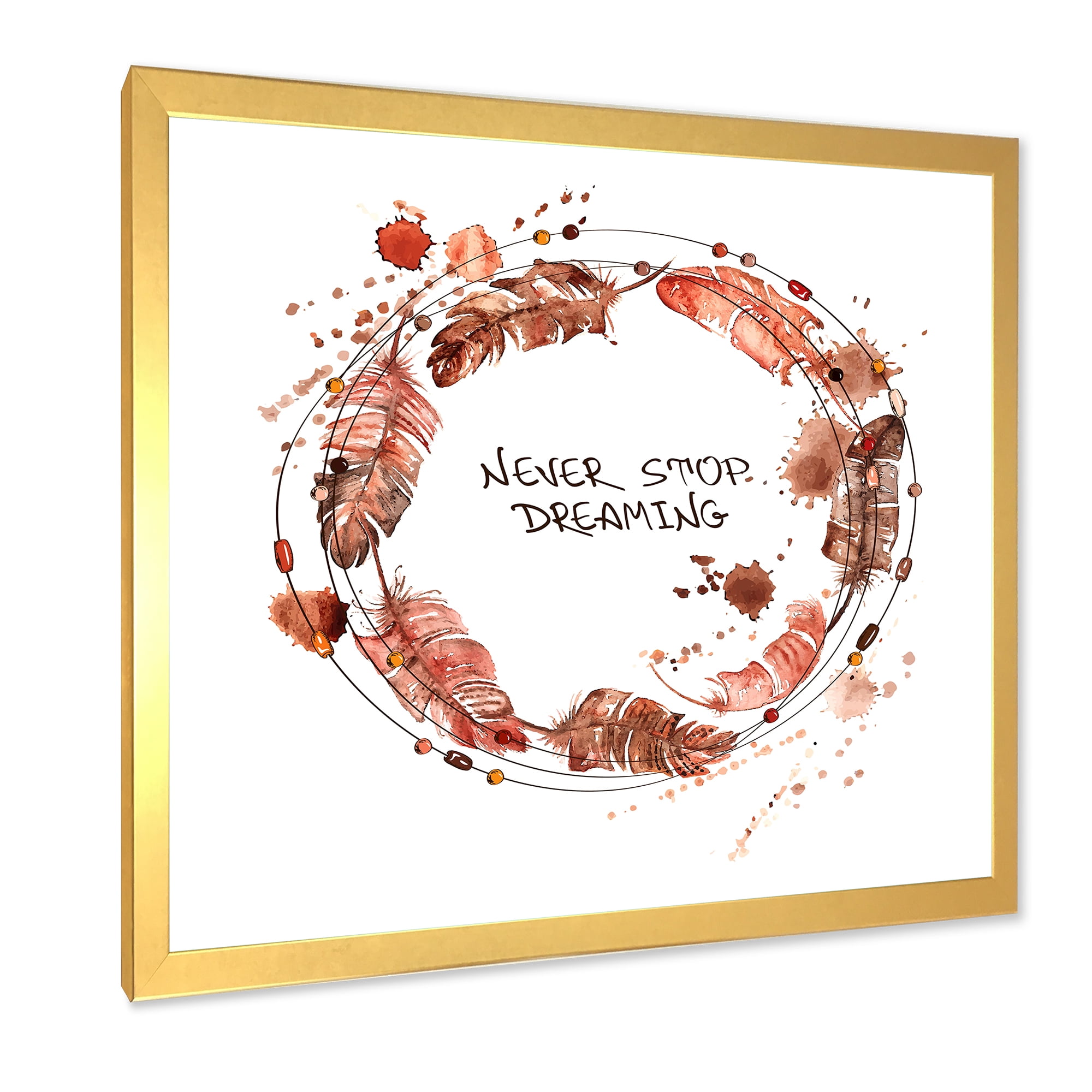Designart 'Impression Of Bird Feathers Wreath' Traditional Framed Art Print