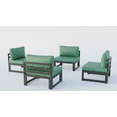 thumbnail image 2 of LeisureMod Chelsea 4-Piece Outdoor Armless Patio Sectional Black Aluminum With Green Cushions, 2 of 8