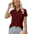 thumbnail image 5 of Women's Polo Shirts Cotton 3-Button Short Sleeve Collared Tops Summer Cool Shirt Uniform Casual Shirts, 5 of 6