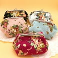thumbnail image 2 of Flmtop Women Flower Printed Canvas Wallet Card Holder Coin Purse Clutch Handbag Bag, 2 of 10