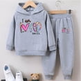 thumbnail image 2 of Gubotare Toddler Outfits for Girls Girls Graphic Jogging Suits Sweatsuits 2 Piece Set Hoodie and Sweatpants Fall Winter Clothes 2T 3T (Grey,2-3 Years), 2 of 7