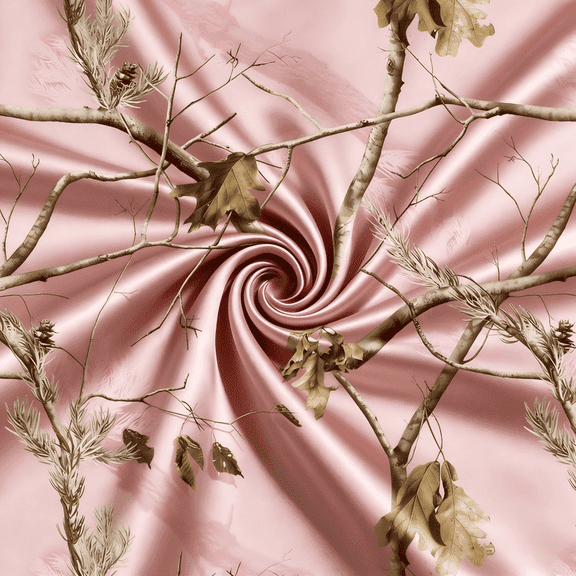 HBDesign 60 Inch by the yard Light Pink Camouflage Satin Fabric Tree Branch Print Premium Polyester Satin for DIY Craft, Upholstery, Home Decor Appare(2 yard)
