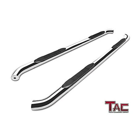 TAC Side Steps for 2007-2018 Chevy Silverado / GMC Silverado LD/HD Extended / Double Cab (Rocker Mnt) Truck Pickup 3 inches T304 Stainless Steel Side Bars Nerf Bars Running