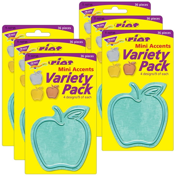 Trend Enterprises T-10735-6 Apples Mini Accents Variety Pack I Heart Metal - 6 per Pack