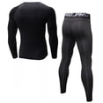 thumbnail image 2 of LANBAOSI Men Workout Set Compression Shirt and Pants Male Top Long Sleeve Sports Tight Base Layer Suit Quick Dry & Moisture-Wicking Size Large, 2 of 5