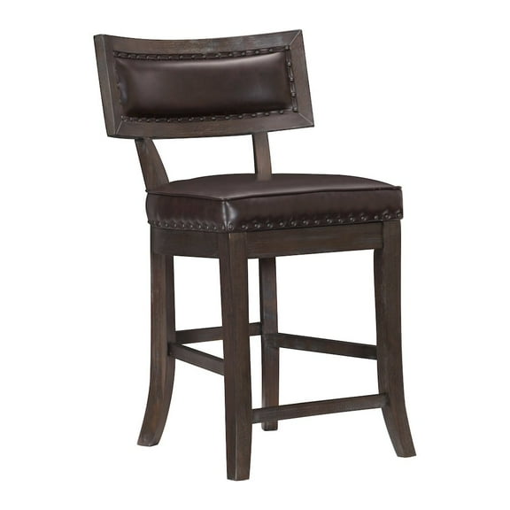 Lexicon Oxton Faux Leather Counter Height Dining Chair in Espresso (Set of 2)