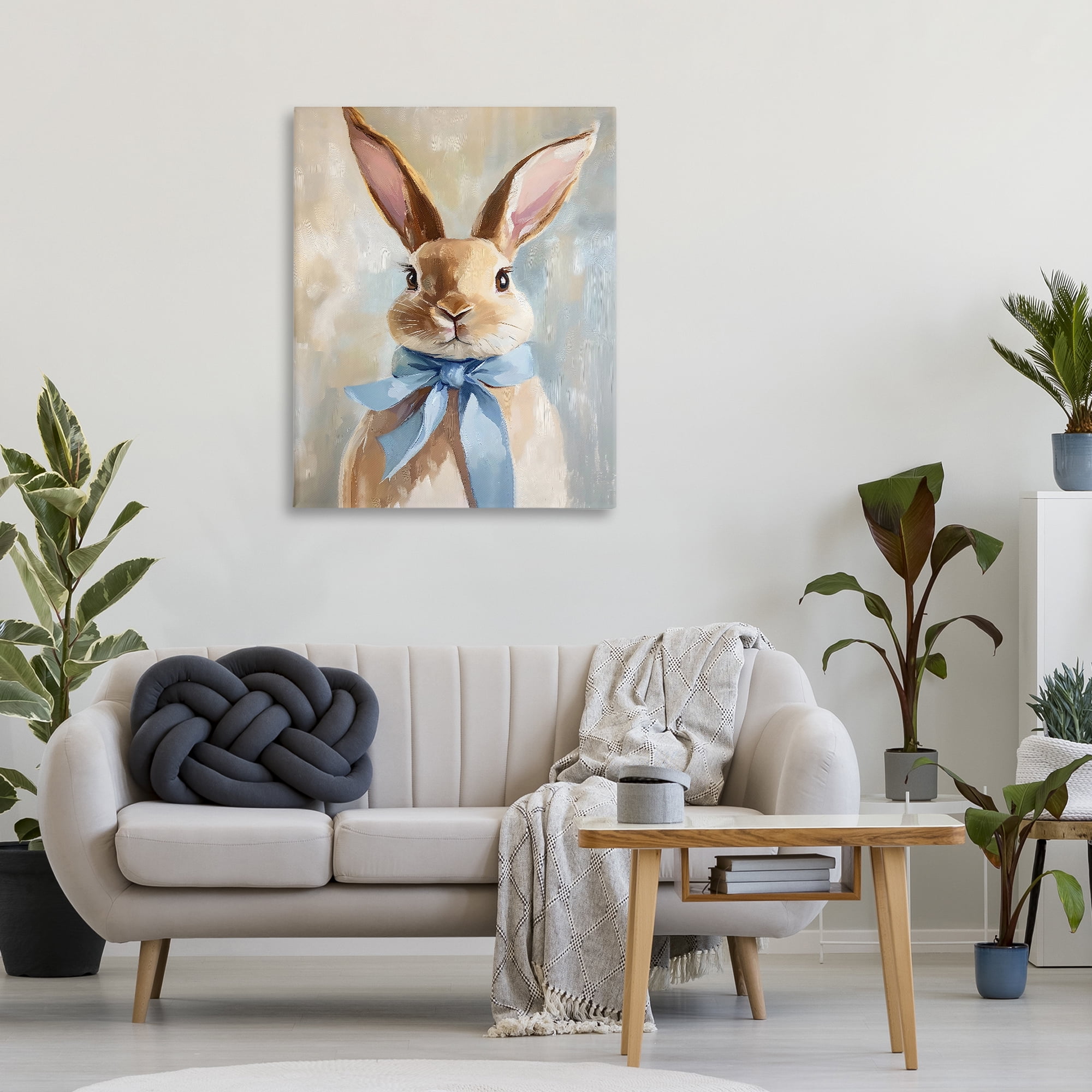 Stupell Industries Bunny with Blue Bow Canvas Wall Art, design by The Prints Vibe