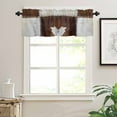 thumbnail image 7 of Collage Cowhide Kitchen Curtains and Valances Set, Abstract Brown Seam Cow Leather Rod Pocket Window Valance 18 Inch Window Curtain Panels for Living Room Bedroom Laundry, 27.5x36in, 3 Pieces, 7 of 7