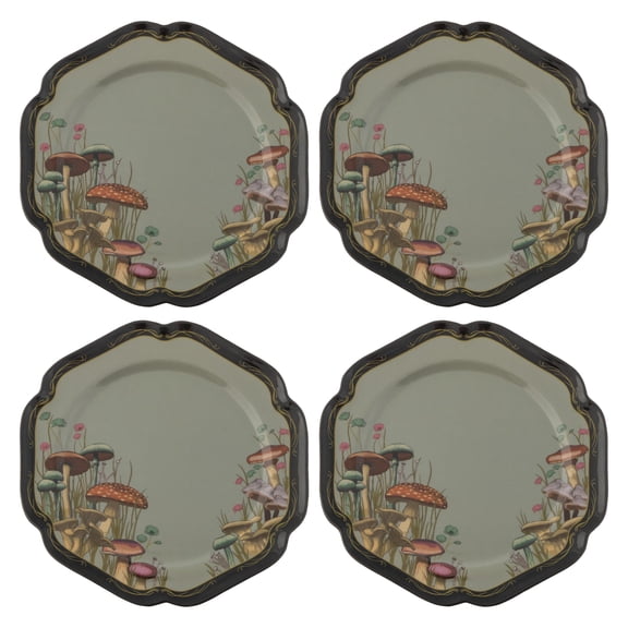 Karma, 8.75 inches Melamine Salad Plates Set of 4, Reusable Dishwasher Safe Plates for Outdoor and Indoor, Midnight Meadow
