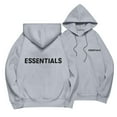thumbnail image 1 of Pullover Hooded Sweatshirt with Front and Back Essentials Letter Print Casual Loose Fit Long Sleeve Design Gray XL, 1 of 8