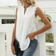 thumbnail image 4 of QLEICOM Womens Summer Tops Oversized T-shirts Solid Lace Sleeveless Vest Splicing V-Neck Casual Loose Tunic Tank Tops Women Shirts Blouses White XXL, 4 of 7