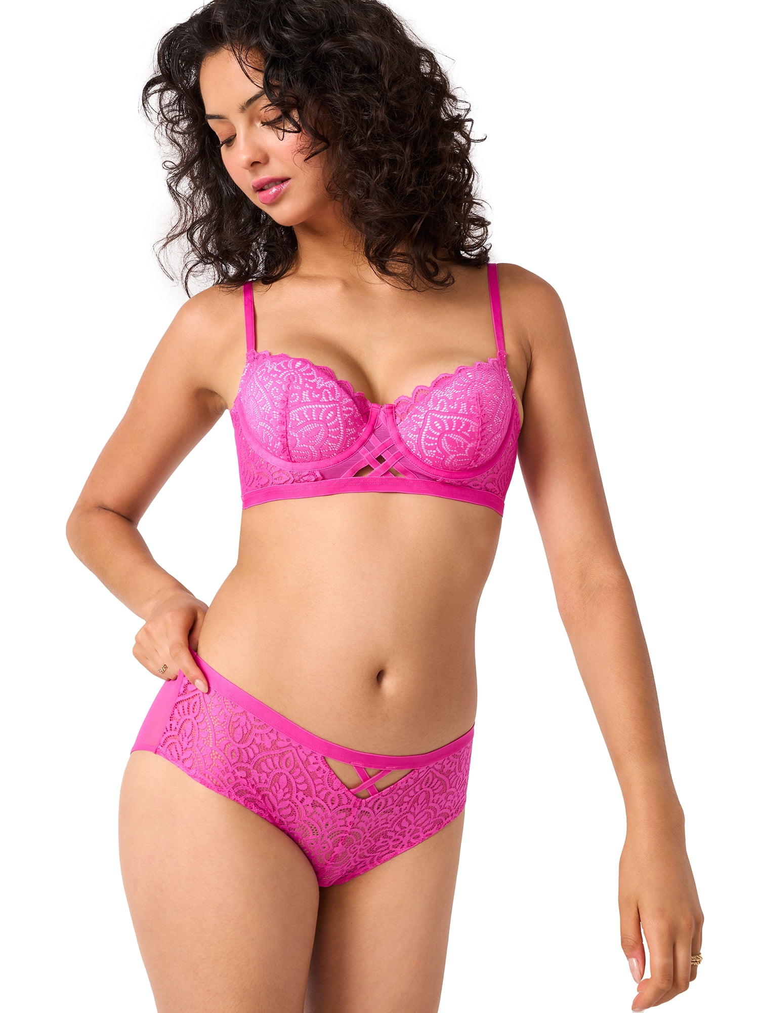 Adored by Adore Me Women’s Dakota Lace and Mesh Hipster Underwear, 2-Pack, Sizes S-XXXL