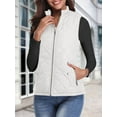 thumbnail image 6 of Women'S Stand Collar Zipper Padded Quilted Vest with Pockets White XXL, 6 of 10